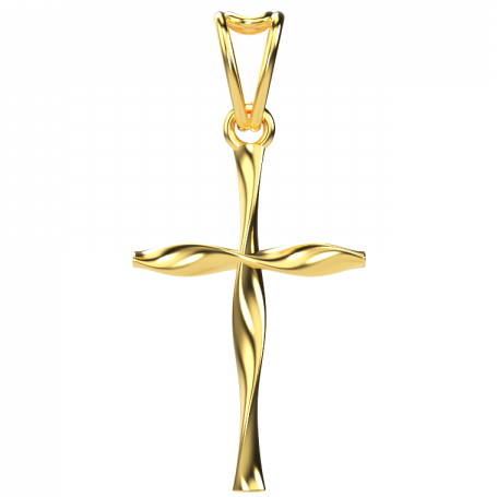 Pendentif Croix Torssade - B_083_J3N - Or jaune