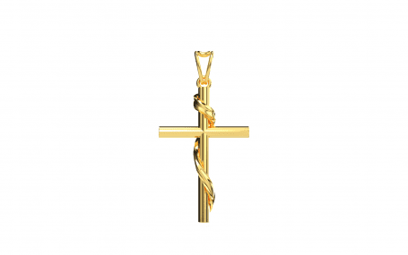 Pendentif Croix Drapée - B_088_J3N - Or jaune